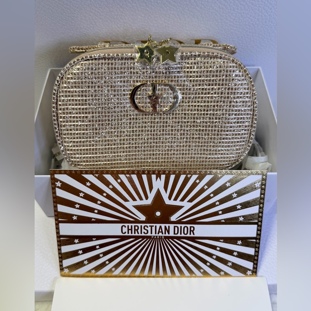 Dior Gold Star Cosmetic Bag with generic chain included